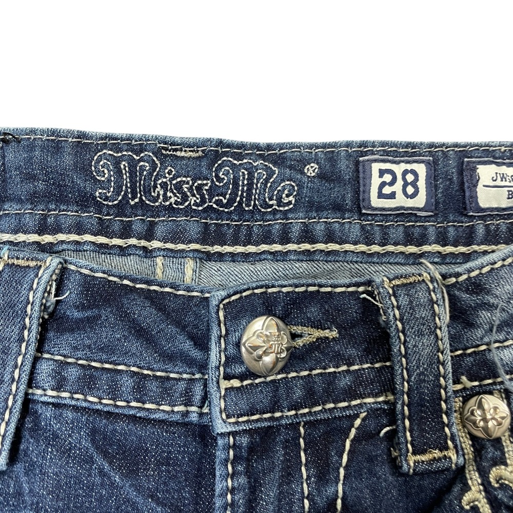 Miss Me 28 Jeans Boot Cut Cotton Blend Embellished Pockets - Picture 7 of 11